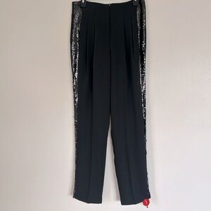 Elie Tahari Black Sequin Stripe Sparkle Pants Size 6